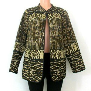 Catherines 0X or 1X Reversible Quilted Oversized Jacket Animal Print Open